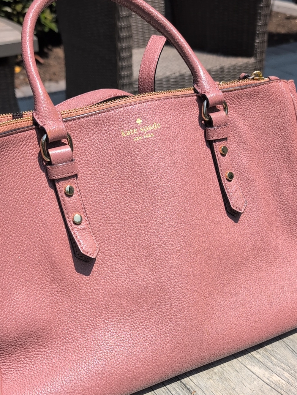 kate spade Mulberry Stree Rose Pink Pebbled Leather Satchel with Removable Strap - Picture 11 of 14